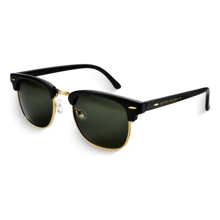 Óculos de Sol Quadrado Clubmaster Soho Green Black, da Saint Germain, em Metal Preto