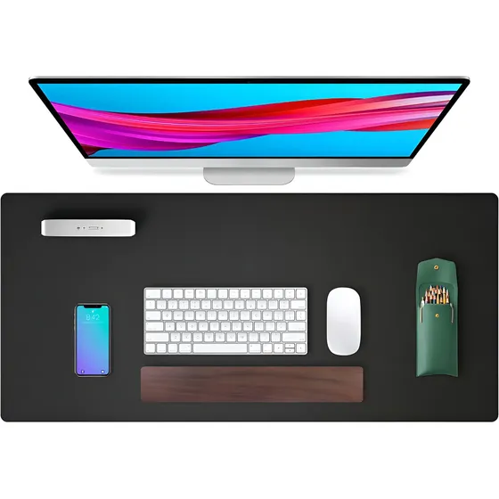 Alfombrilla Mousepad Cuero Cubierta Escritorio 80x40 Cm - Color Negro - Marca Cellbox