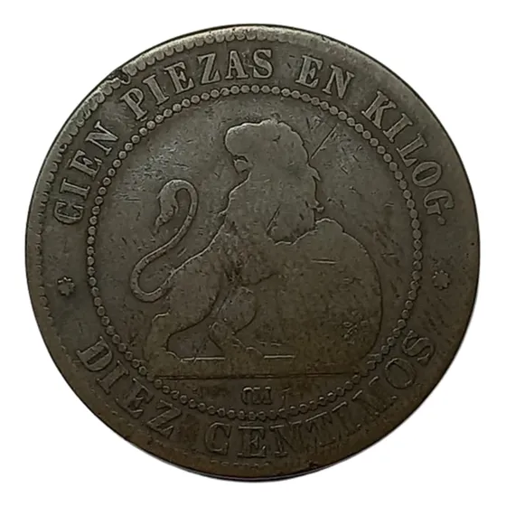 España - 10 Centimos 1870 Om - Km 663 (ref C1)