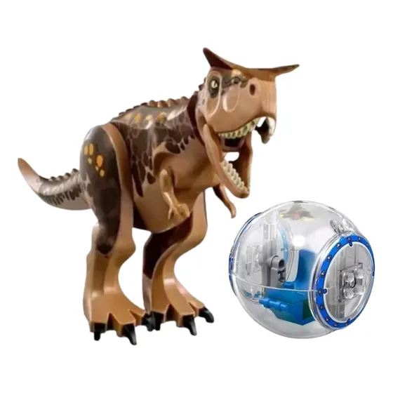 Dinossauro Carnotauro 28cm 1 Girosfera + 1 Boneco Aleatório