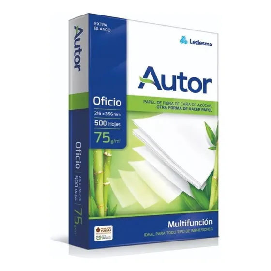 Resma Oficio Autor 500 Hojas 75 Grs 216x356mm Color Blanco