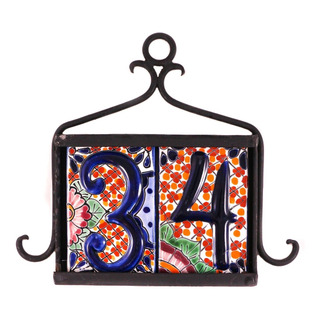 Números Para Casa Residenciales Talavera Con Herrería, 2 Pzs Números Para Casa Residenciales Talavera Con Herrería, 2 Pzs