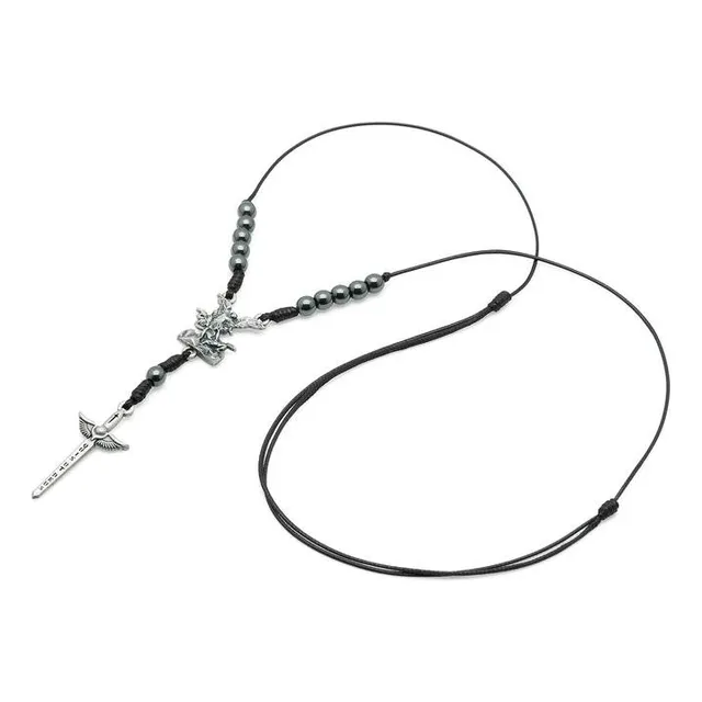 Colar De Pescoço Masculino São Miguel Arcanjo Hematita