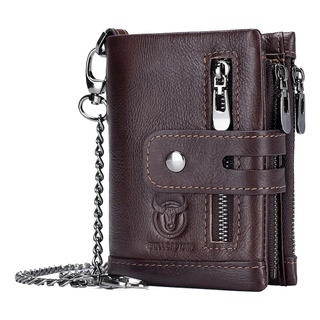 Cartera De Cuero Genuino Bullcaptian De Caballero Con Cadena Cartera De Cuero Genuino Bullcaptian De Caballero Con Cadena