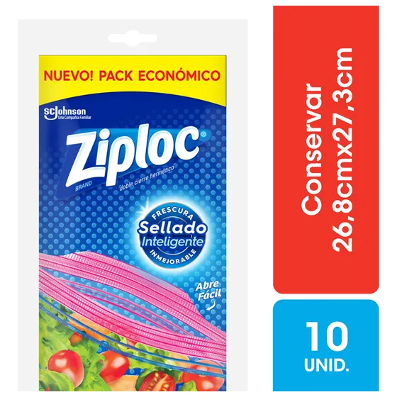 Pack 10 Bolsas Ziploc Doble Cierre Para Conservar Grande