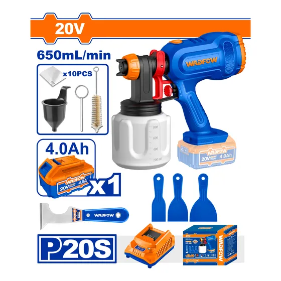 Pistola De Pintar Inalambrica 20v Con Accesorios Wadfow