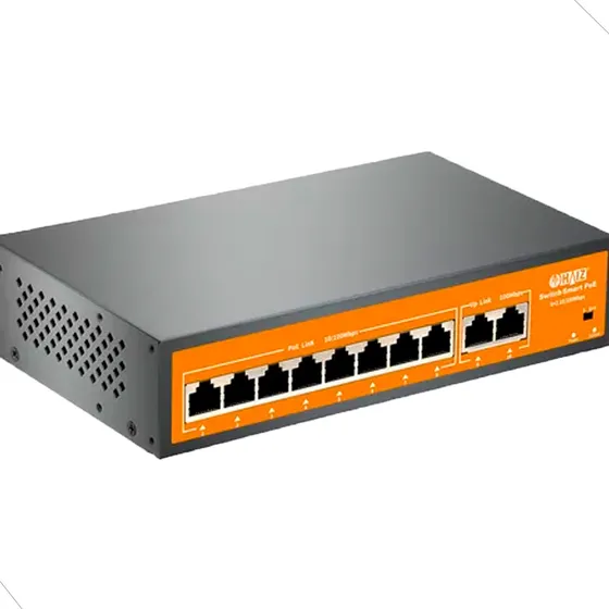Switch Haiz Poe 8 Portas 2 Uplink 10/100mbps Internet Câmera