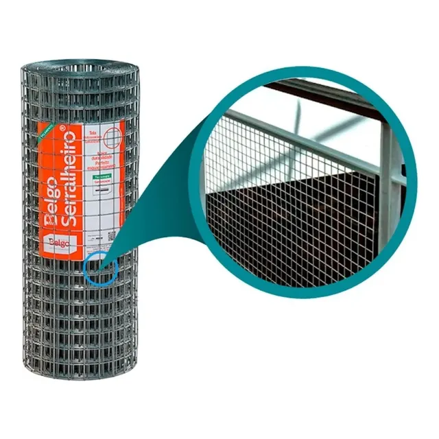 Tela Soldada Malha 5x5 Belgo Serralheiro Fio 2mm - 1m X 15m