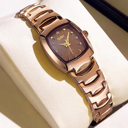 Relógio Feminino Original Opk 8112 Quartzo A Prova D'água Rosa-dourado