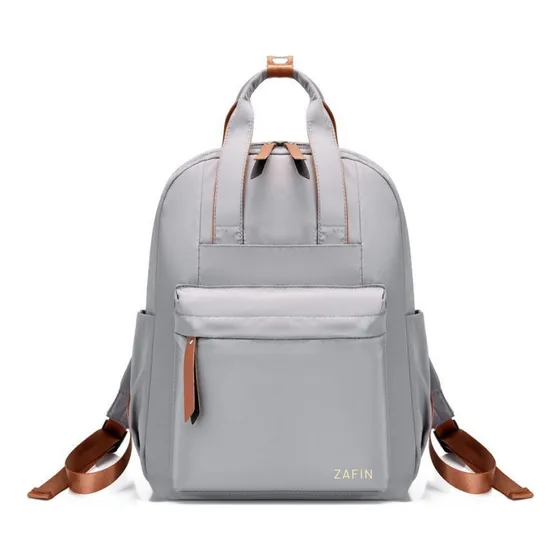 Mochila Moderna Impermeável Leve Pequena Para Notebook 14 Viagem Minimalista Casual Versátil Escolar Feminina Elegante Faculdade Trabalho Academia Zafin Cor Cinza