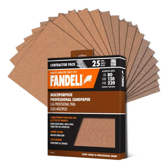 Papel De Lija Multiusos Fandeli, 25 Hojas 23 X 28 Cm