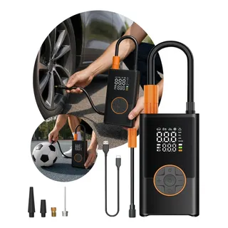 Compressor De Ar Digital Portátil Usb Recarregável 12v Preto 127/220v 60 Hz Mono