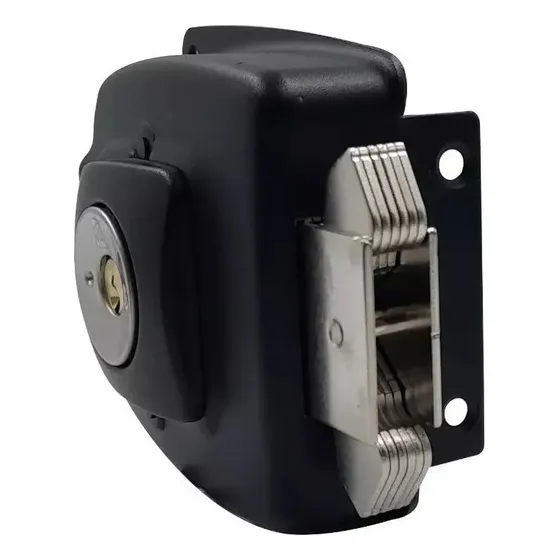 Chapa Cerradura Sobreponer Porton Puerta Reja Anti Palanca Color Negro