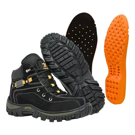 Bota Adventure Botina Coturno Couro Tênis Palmilha Gel Pu