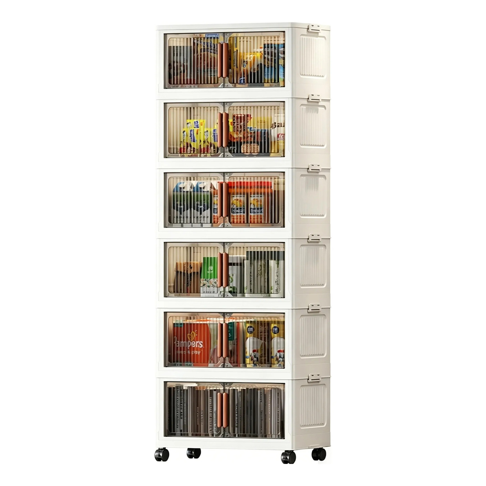 Armário Multiuso Caixa Armazenamento Dobrável Rodinha 48cm Branco