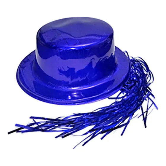 Pack X12 Gorros Chaplin Con Pelo Hora Loca Fiesta Año Color Azul