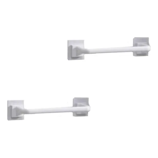 Set X2 Toallero Plastico 34cm Con Autoadhesivo Blanco