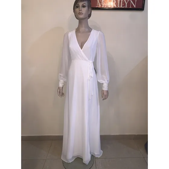 Vestido Blanco Manga Larga