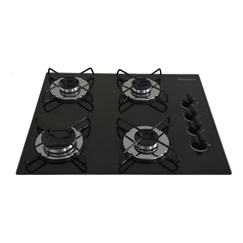 Fogão Cooktop Gás 4 Bocas Ultra Chama 127v/220v Preto Preto 127/220v