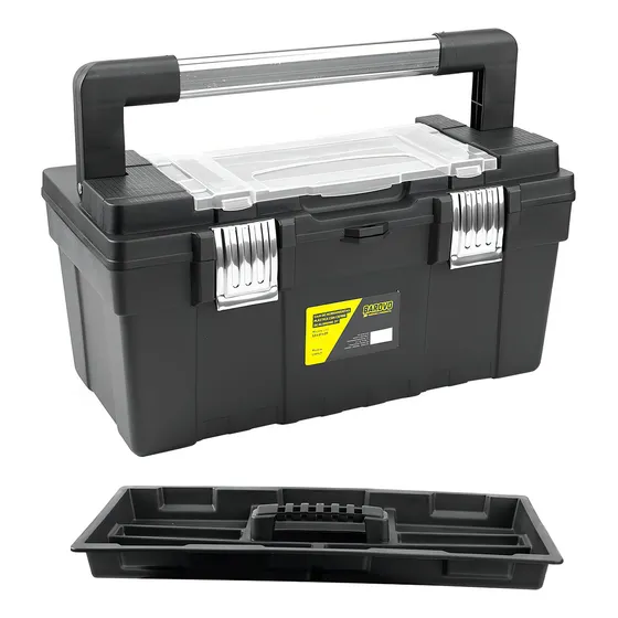 Caja Herramientas Reforzada Cierre Metalico 21 Pulgadas Color Negro