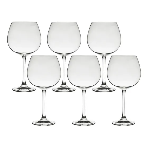 6 Taças De Cristal Bourgogne Ou Gin Flamenco 850ml Bohemia