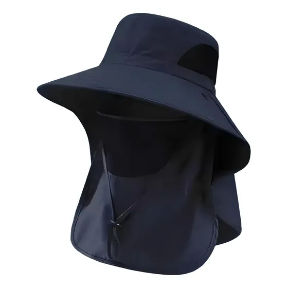 RIBE Sombrero Pescador con Protección Solar UPF 50 y Cubierta Facial Azul Oscuro | Cuotas sin interés