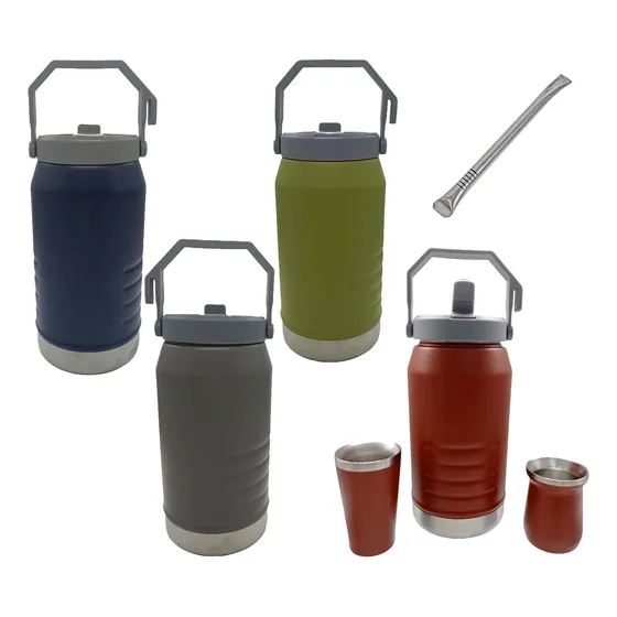 Set Termo Terere Mate Acero Doble + Vaso + Mate + Bombilla