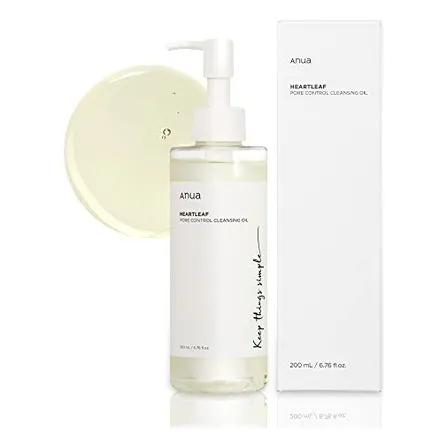 Aceite ANUA Heartleaf control de poros aceite limpiador limpiador facial coreano, eliminación diaria de puntos negros de maquillaje ANUA Heartleaf Control noche para todo tipo de piel de 200mL/1g 30+