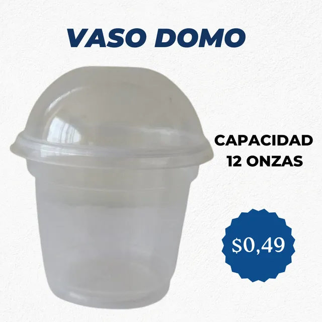 Envase Vaso Tipo Domo Con Tapa 12 Onzas Pack De 5