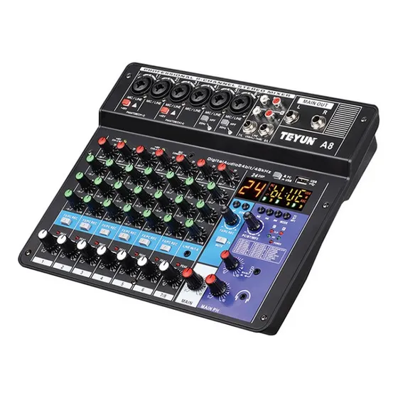 Consola Mezclador Sonido 8 Canal Analógica Digital Dj Teyun