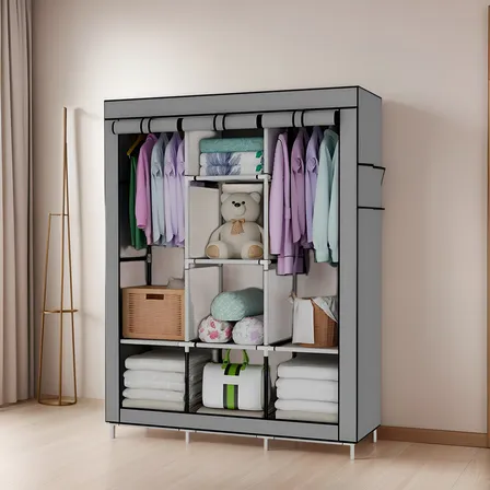 Closet Organizador Ropa Armario Zapatera Portátil 4 Niveles Color Gris