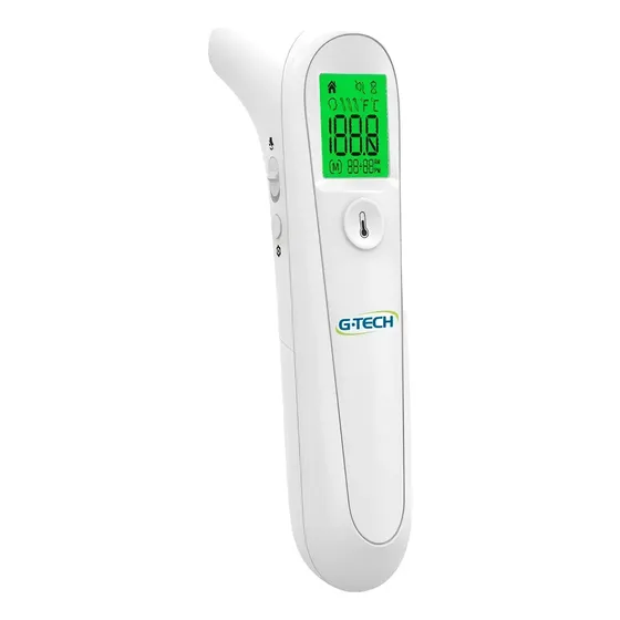 Termometro Sem Contato Gtech Easy Sensor Febre Bebe Adultos Idosos G Tech Branco Sonoro Led Digital Com Luzes Rapido