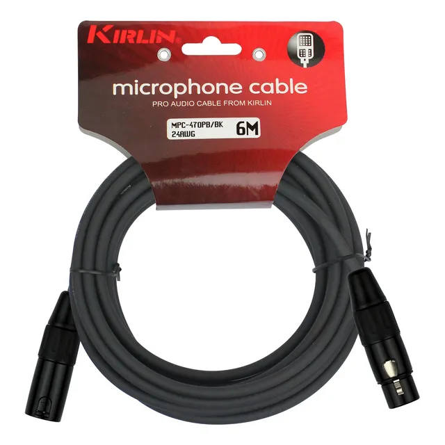 Cable Micrófono Negro Kirlin 6mts Mpc-470pb-6