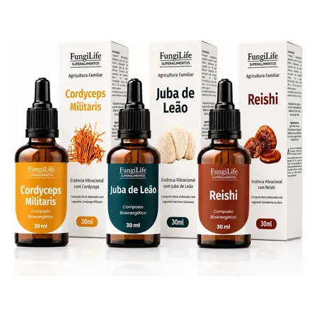 Kit Juba de Leão Cordyceps e Reishi 30ml | Foco Energia e Equilíbrio