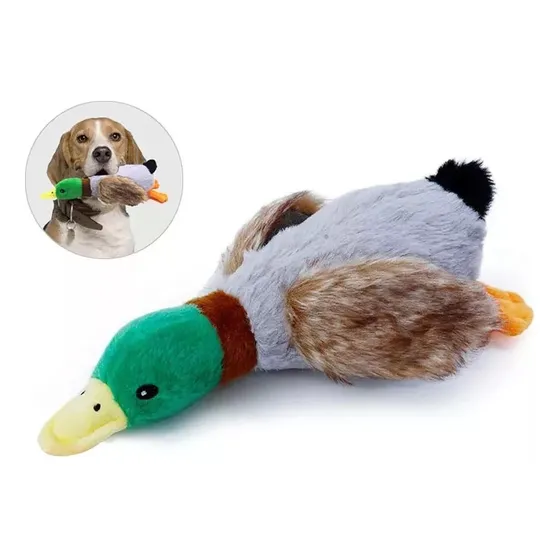 Brinquedo Pet Pato Pelucia Macio Mordedor Interativo Apito 