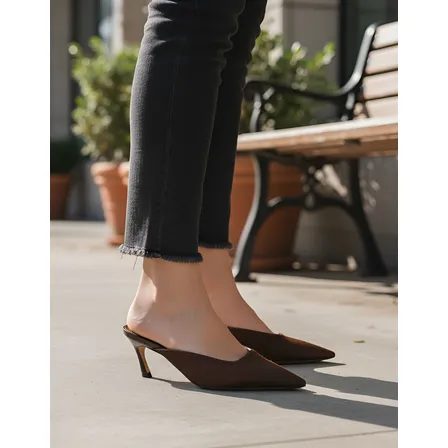 Mule Feminino Arezzo Pelo Salto Baixo Fino Original