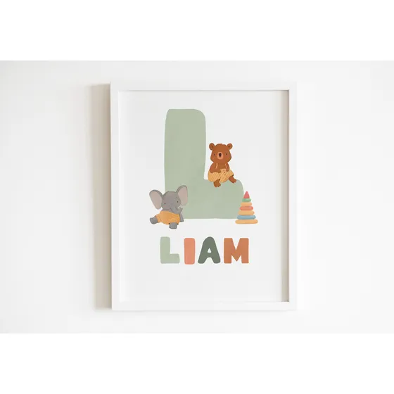 Cuadro Infantil Personalizado Con Letra Y Nombre Para Niños 