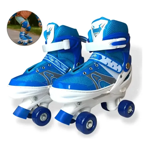 Patins Semi Profissional Azul 30-37 C/ Acessórios Zippy Toys