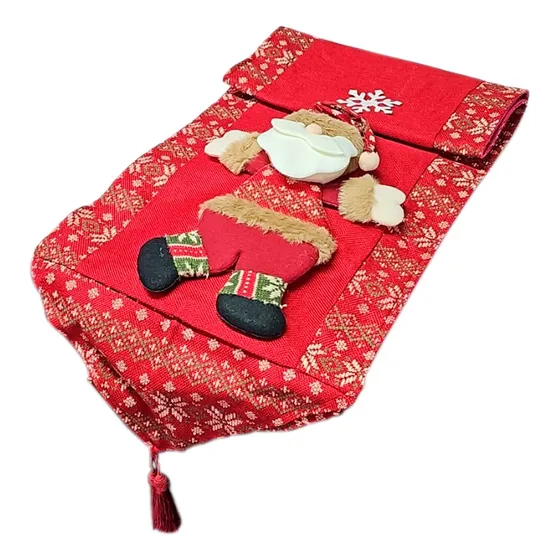 Camino Centro Mesa Navidad Papá Noel Santa Relieve 166x34cm