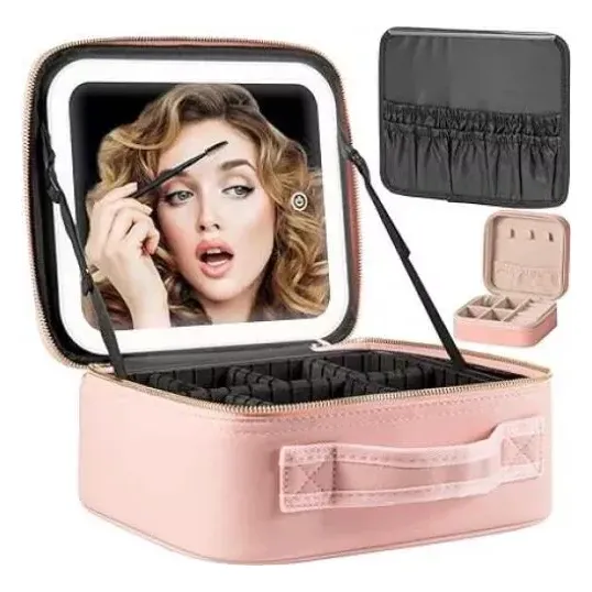 Estuche De Cosméticos Viaje Portátil Con Luz Led Maquillaje
