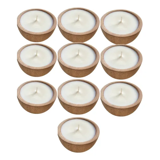 Mayorista Vela Aromatica Cera Soja Cuenco De Madera X 10unid