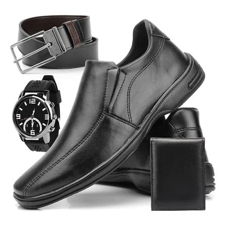 Kit Sapato Social Masculino Para Trabalho De Amarrar +cinto