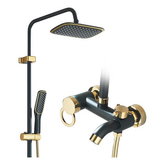 Grifo De Baño De Oro Negro, Grifo De Ducha De Bañera Acabado Mate Color Negro
