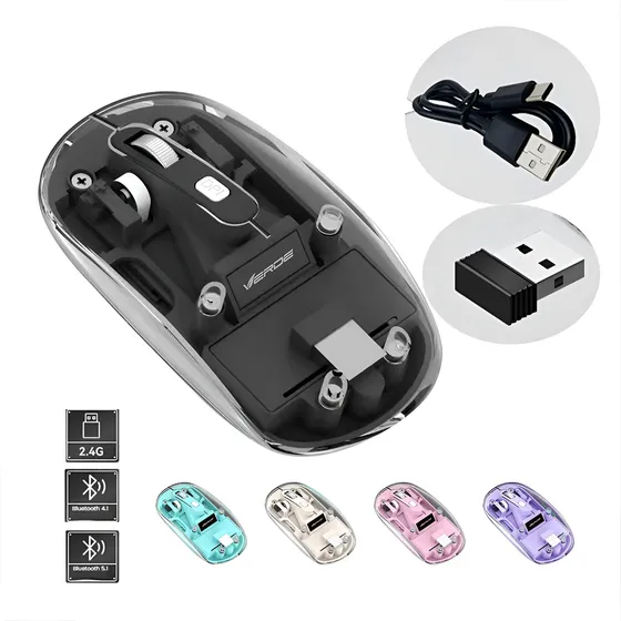 Mouse Sem Fio Recarregável Bluetooth 2.4ghz Para Pc Notebook