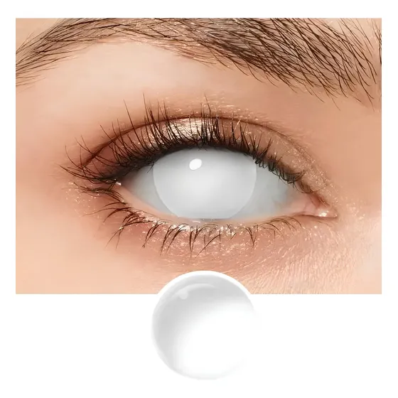 Lentes De Contacto Para Halloween Blanco Completo Disfraz 
