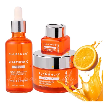Kit Cuidado Facial Vitamina C Sérum + Crema + Contorno Ojos