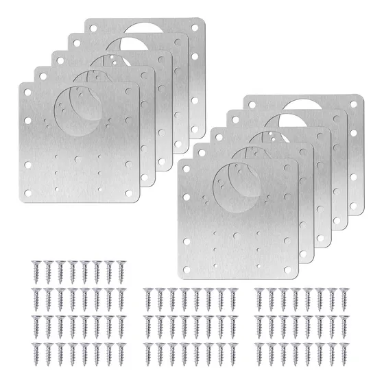 10 Piezas Placa De Reparación De Bisagras De Gabinete, Soportes De Reparación De Bisagras De Acero Inoxidable, Placa De Fijación De Bisagra Gruesa Con Agujero Y Tornillos