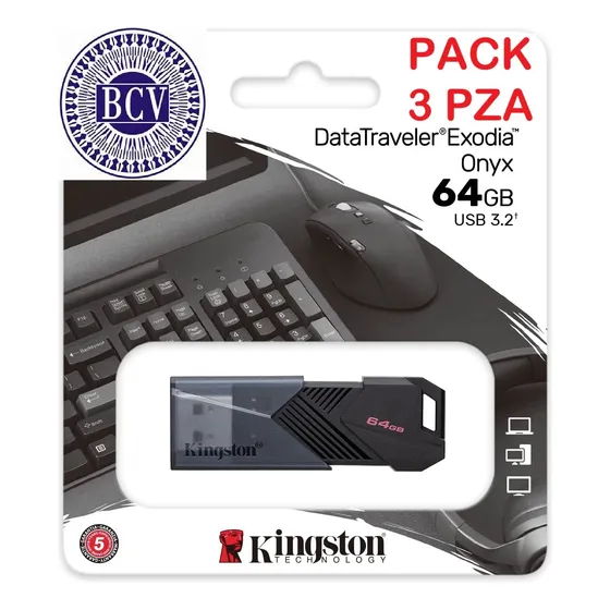 Pack 3 Pendrive Kingston 64gb Usb Laptop Pc Musica Oferta