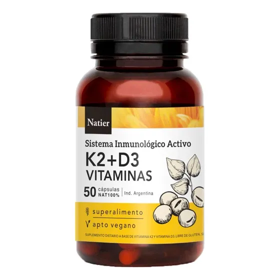 Natier Vitamina K2 + D3 Cápsulas Huesos Y Dientes Sanos