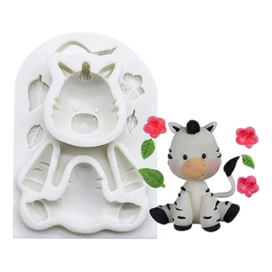 Molde Silicona Animalito Cebra Fondant Chocolate Porcelana Color Gris